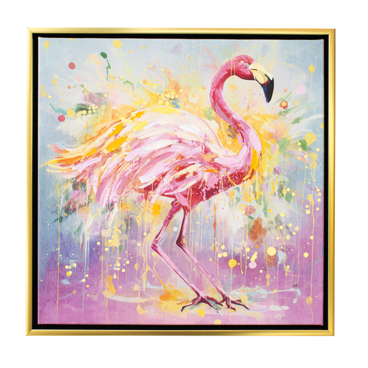 Set de Cuadros con Óleo Flamingos