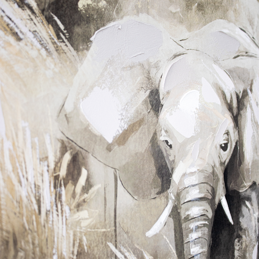 Cuadro con Óleo Trio de Elefantes